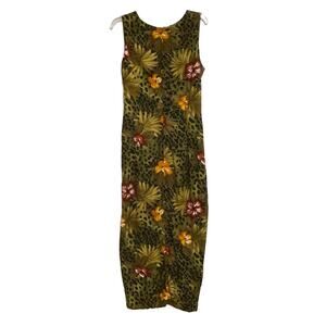 Dressbarn Tropical Maxi Wrap Dress, Floral; Animal Print, SLIGHT WEAR, Size 12